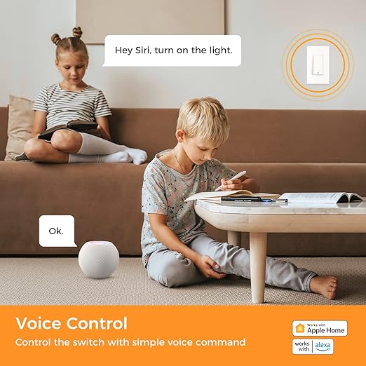 Refoss Smart Switch Single Pole 4 Pack, Smart Light Switch, Neutral Wire Required, Compatible with Apple HomeKit, Amazon Alexa, Voice Control, 120V AC, 2.4GHz Wi-Fi, No Hub Required