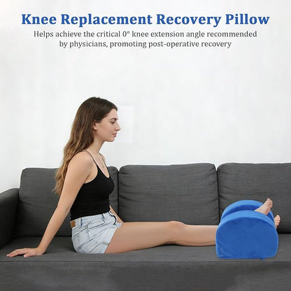Knee Recovery Pillow for Post-Surgery with Memory Foam, Orthopedic Leg Positioning Pillow, Knees Support & Elevation Pillows, Ideal for Knee Replacement Recovery, Injury and Rest (Blue)