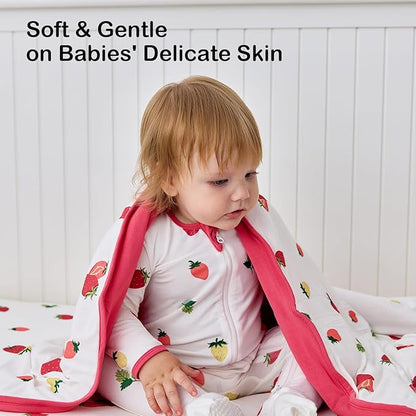 BubblePanda Rayon Made from Bamboo Baby Blanket for Boys Girls Neutral Soft Crib Blanket Toddler Quilt Comforter Newborn Nursery 30 x 40 Inch Strawberry