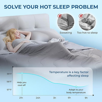 BDEUS Cooling Comforter King/Cali King Size with 2 Pillowcases Set, Soft Cooling Blanket for Hot Sleeper, Lightweight Summer Quilt, Cold Ice Feeling Double Side Bed Set, 106"X90"