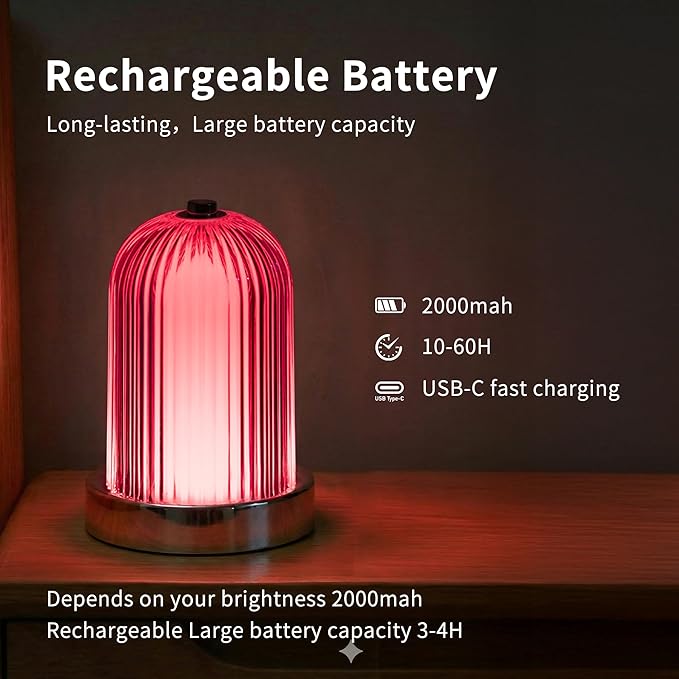 Crystal Egg Red Night Light, 670nm Sleep Lamp, 3 Color Temps, 9 Dimming Levels, USB C Rechargeable with Remote Timer