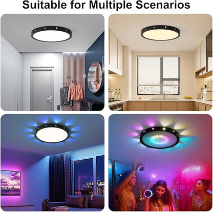 Smart Ceiling Light, RGB LED Ceiling Light Fixture, DIY Colors, Compatible with Alexa,ambiance Lighting for Bedroom