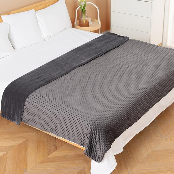 Weighted Blanket with Cover Queen Size Heavy Blanket Removable Soft Grey Blankets Microfiber Washable Heated Weighted Throw Blankets Winter Warm Weighted Comforter 25lbs, 60 * 80