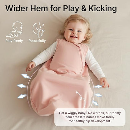 Supersoft Rayon Made from Bamboo Sleep Sack 24-36 Months 1.0 Tog Toddler Sleep Sack 2t Baby Wearable Blanket 3t with 2-Way Zipper Unisex Sleeping Bag for Babies All-year-around - Pink