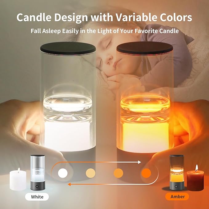 Improving Sleep-Table Night Light to Relax Mood，Protect Eyes with Dimmable Bedroom Light ，Rechargeable Small but Powerful Portable Led Lamp for Outdoor/Camping/Sleep Aid-2 Packs