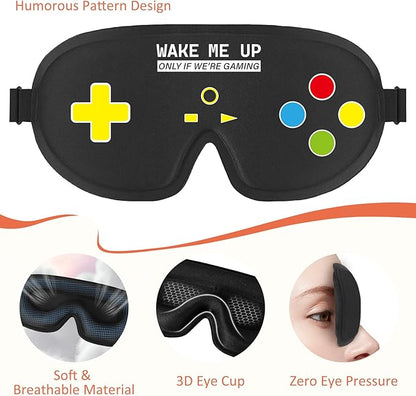 Funny 3D Zero Pressure Sleep Eye Mask for Men Women Side Sleeper, Adjustable Blackout Soft Breathable Sleeping Eye Masks for Travel Nap Night Sleep, Humorous Gifts Stocking Stuffers