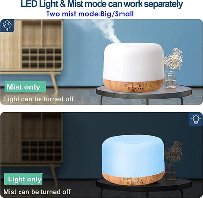 Oil Diffuser Humidifier 300ML,Electric Ultrasonic Air Aroma Diffusers Vaporizer,Scent Mist Defuser with Remote,Auto-Off,7led Color Changing Light for Large Bed Room,Home,Office