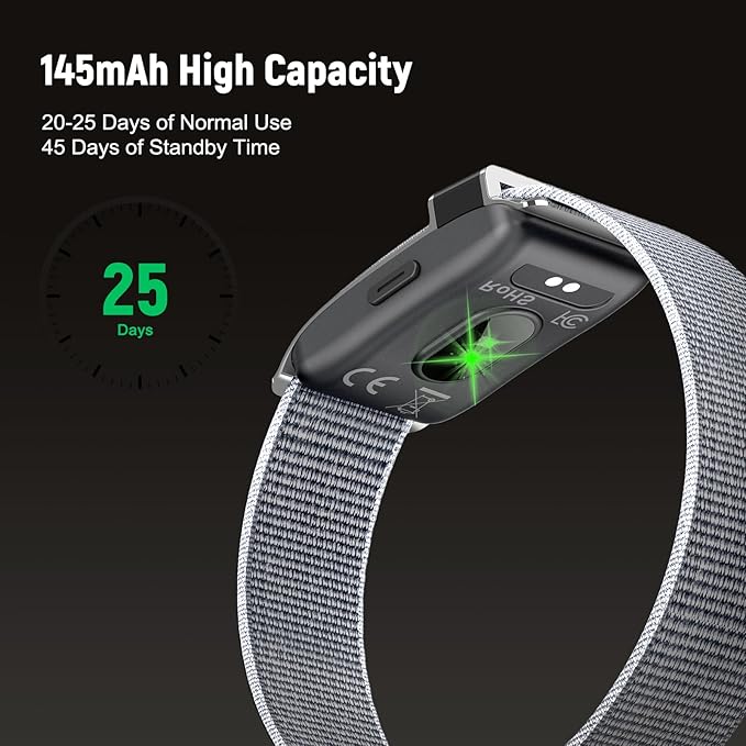 Fitness Trackers Smart Wristband With Hidden Screen(Wrist-Raise Screen Activation)Activity & Sleep Tracker with Heart Rate/HRV/Blood Oxygen, Vibration Alerts, Free APP (Silver, Universal Size)