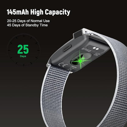 Fitness Trackers Smart Wristband With Hidden Screen(Wrist-Raise Screen Activation)Activity & Sleep Tracker with Heart Rate/HRV/Blood Oxygen, Vibration Alerts, Free APP (Silver, Universal Size)