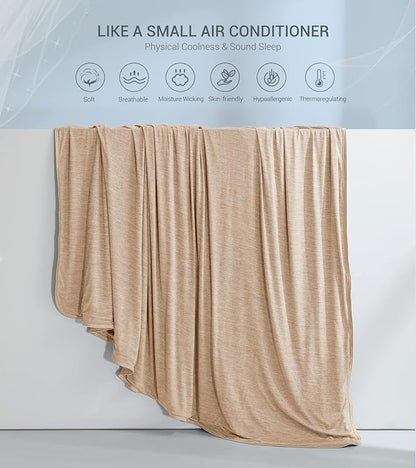 Marchpower Arc-Chill Cooling Blanket for Hot Sleepers Queen Size, Double-Sided Design Japanese Cooling Fiber Absorbs Body Heat, Lightweight Soft Cold Blanket for Summer Sleeping Bed
