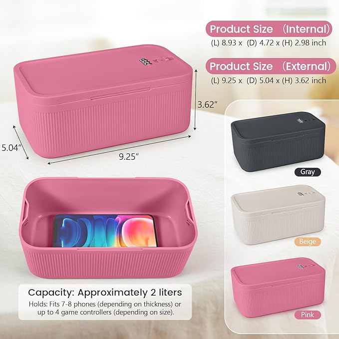 Small Lock Box,Lockable Storage Box with Combination Code for Medication Safe, Medicine Lock Box for Pills/First Aid Kits/Food/Snack Phone Jail,Locked Container for Home/Fridge/Office/School(Pink)