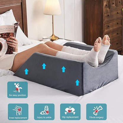 JOYWOO Double Leg Support Elevation Pillow – Ideal for Post-Hip Replacement, Back-Sleeping, Swelling Relief. Comfortable Foam Wedge, Essential After Surgery for a Restful Sleep