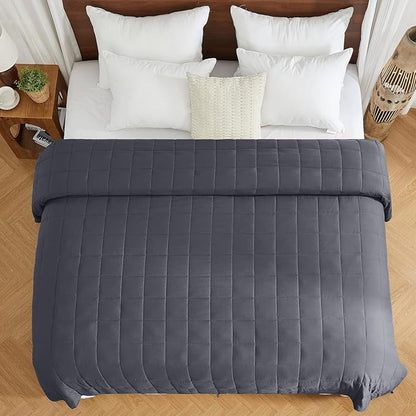 yescool Weighted Blanket for Adults (30 lbs, 88” x 104”, Grey) Cooling Heavy Blanket for Sleeping Perfect for 290-310 lbs, King Size Breathable Blanket with Premium Glass Bead