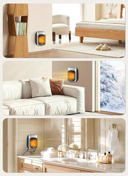 GiveBest Plug in Wall Space Heater with Remote, 800W Small Wall Outlet Heater with Adjustable Thermostat and 12H Timer, LED Display for RV Home Office Bathroom Indoor Use, 2 Pack