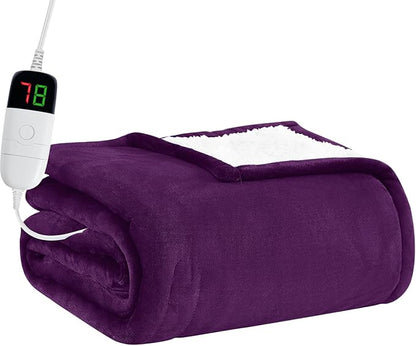 BOMOVA Heated Electric Blanket Full Size - 72" x 84" Heating Blanket with 10 Heating Levels & 8 Hours Auto Off, Warm Flannel Blanket, Christmas Birthday Gifts for Women