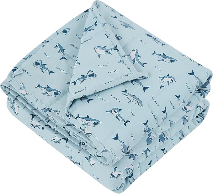 HOSUKKO Weighted Blanket - 10 lbs Blue Shark Heavy Blanket - Breathable Blanket(41 * 60 inches, 10 lbs)