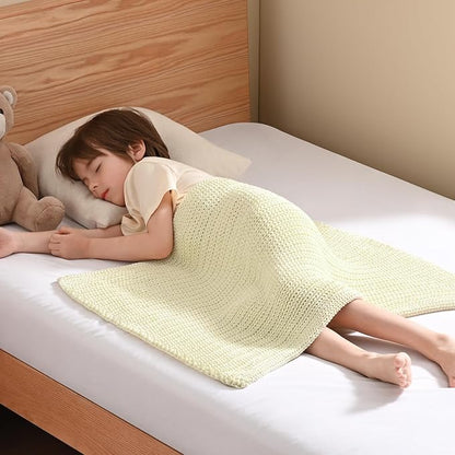 Guohaoi Knitted Weighted Lap Pad (Cream 20"x30" 2lbs) No Beads Cooling Weighted Blanket, Breathable Chunky Knit Blanket, Small Throw Blanket for Travel Indoor Outdoor