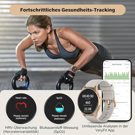 Smart Watch for Women with Built-in GPS & Alexa (Make/Answer Call), 1.32" AMOLED Fitness Tracker with Altimeter Compass for Hiking Running, HRV/Sleep/SpO2 Monitor, 5ATM Waterproof for iPhone Android