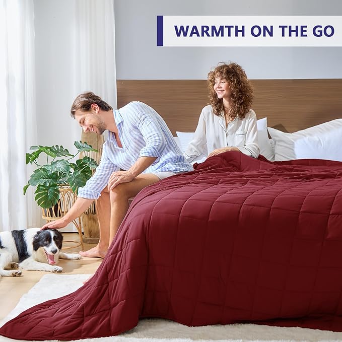 yescool Weighted Blanket for Adults (25 lbs, 88” x 104”, White) Cooling Heavy Blanket for Sleeping Perfect for 240-260 lbs, King Size Breathable Blanket with Premium Glass Bead