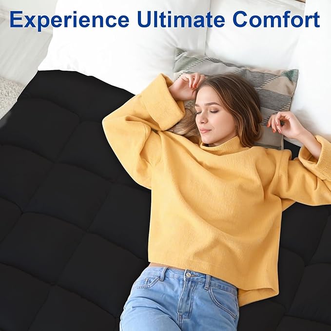 KAYFIA TwinXL Mattress Topper,Extra Thick Mattress Pad Cover for Deep Sleep,3D+7D Snow Down Alternative Fill Overfilled Plush Pillow Top Mattress with 8-23 Inch Deep Pocket-Black