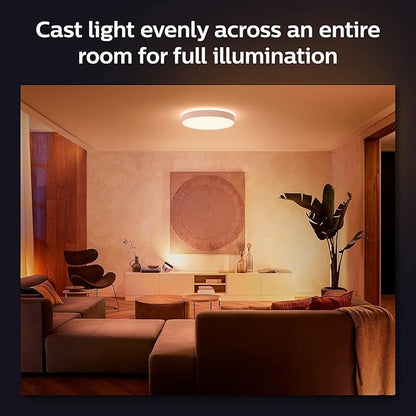 Philips Hue Enrave Medium Ceiling Lamp, White - White Ambiance Warm-to-Cool White Smart LED Light - 1 Pack - Control with Hue App - Compatible with Alexa, Google Assistant, and Apple Homekit