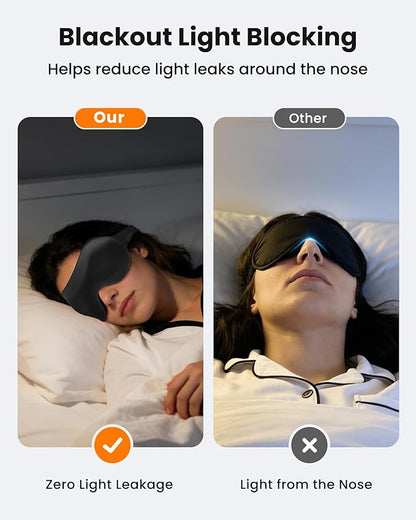 3 Pack Sleep Masks for Women & Men: True Blackout Eye Mask for Sleeping, 3D Contoured Zero Eye Pressure, Lash-Friendly (Blink Freely), Side Sleeper Comfort, Adjustable Strap Blindfold, Night Eye Cover