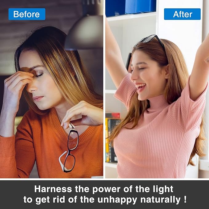 Full Spectrum 6000K Natural Sunlight Bulbs, 9W Equivalent to 60W, Cool White Light, A19, E26/E27 Base (Pack of 4)