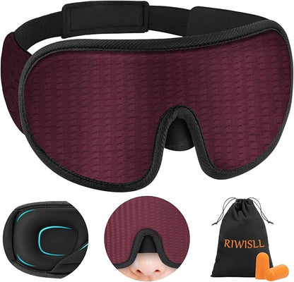 Sleep Mask, Super Soft Eye Mask for Sleeping, Upgraded 100% Blockout Light Sleep Masks for Women with Adjustable Strap, 3D Contoured Cup Eye Covers for Sleeping, Red