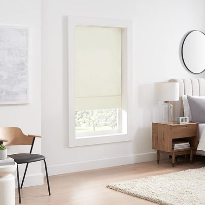 ECLIPSE Kylie Total Privacy Blackout Cordless Lined Window Roman Shade for Living Room, 36 in x 64 in, Ivory