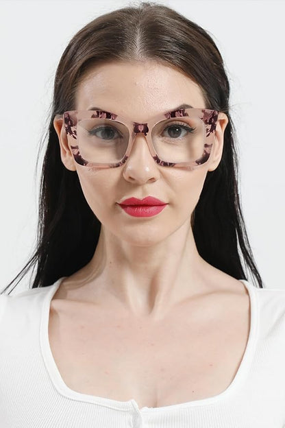 REAVEE Oversized Square Reading Glasses Oprah Style for Women, Blue Light Blocking Large Frame Computer Readers Spring Hinge