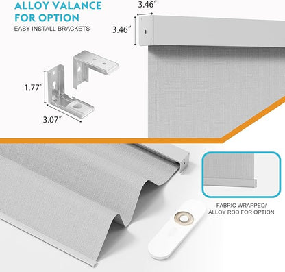 Motorized Blinds with Remote, Smart Roller Shades Compatible with Alexa, Automatic 100% Blackout Blinds Durable Rechargeable Battery Solar Power Customized Size (3-Layer White)
