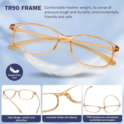 AQWANO 1.75 Reading Glasses Men Women Computer Blue Light Blocking, 3 Pack Lightweight TR90 Flexible Frame Comfort Durable Readers Glasses, No Rubber Frames