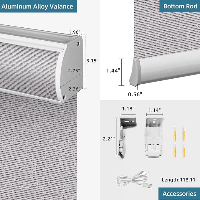 SmartWings Motorized Roller Shades Work with Homekit, 100% Blackout Smart Blinds for Windows, Cordless Remote Control Window Shades, Safar Rock Grey, Customized Size