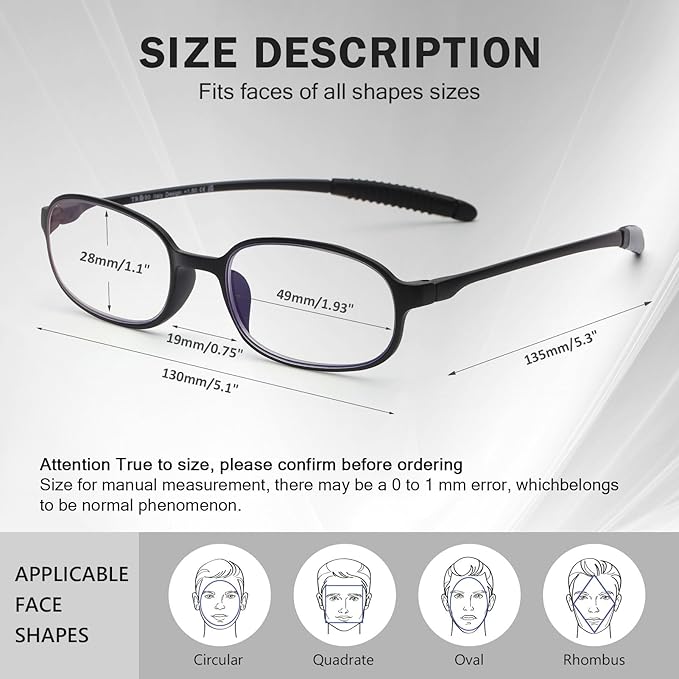 AQWANO 4 Pack Blue Light Blocking Reading Glasses for Men Women, Half Lens Computer Readers, Durable Lightweight TR90 Flexible Frame Eyeglasses Anti Eyestrain (1.5)
