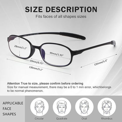 AQWANO 4 Pack Blue Light Blocking Reading Glasses for Men Women, Half Lens Computer Readers, Durable Lightweight TR90 Flexible Frame Eyeglasses Anti Eyestrain (2.75)