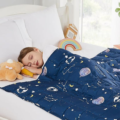 HOSUKKO Weighted Blanket - 10 lbs Navy Starry Sky Heavy Blanket - Breathable Blanket(41 * 60 inches, 10 lbs)