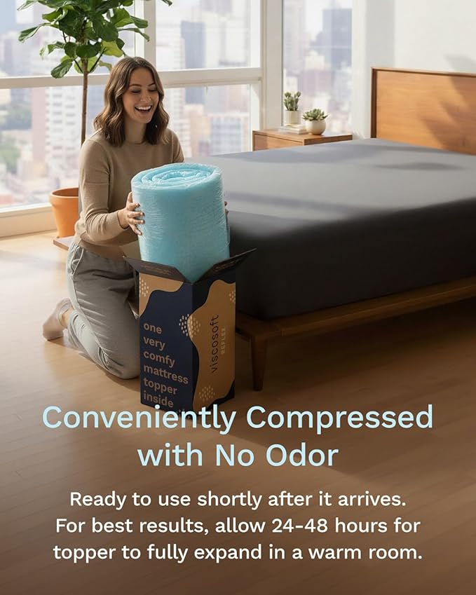 ViscoSoft 2-Inch Memory Foam Mattress Topper Cal King – Reflex Cooling Gel Pad with Removable Washable Cover – CertiPUR-US & Oeko-TEX Certified