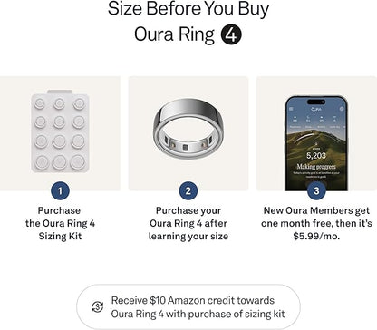 Oura Ring 4 - Silver - Size 10 - Size Before You Buy