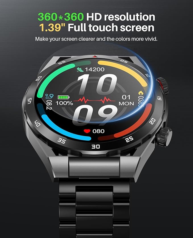 EarlySincere Smart Watch with Bluetooth Call,1.39" Smartwatches for Men Women, Fitness Watch with Blood Oxygen/HR/Sleep, IP67 Waterproof for Android iOS Black