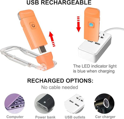 BIGLIGHT Amber Book Reading Light, LED Clip on Book Lights, Reading Lights for Books in Bed, Small Book Light for Kids, USB Rechargeable, 2 Brightness Adjustable for Eye Protection, Orange
