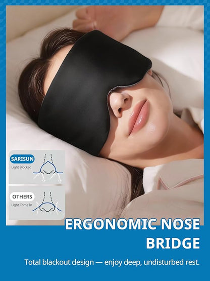 Sleep Mask, Eye Masks for Sleep, Dual-Side Blackout Eye Covers for Side Sleeper, No Velcro,Wide Strap,Adjustable Band,Pressure-Free,Wrapped Around, for Women/Men/Nap/Travel/Yoga - Pink