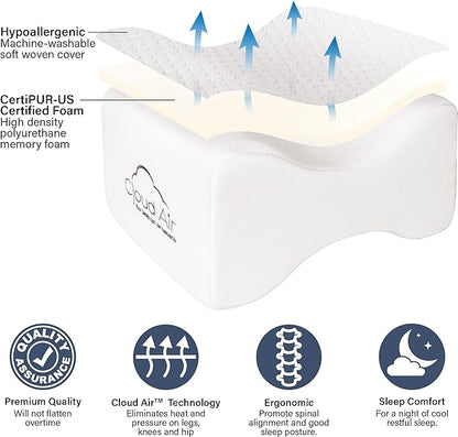 Vaunn Medical Side Sleeper Memory Foam Knee Pillow and Leg Positioner Cushion to Soothe Back, Leg and Hip Discomfort