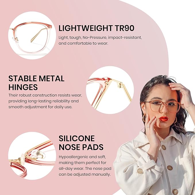 Cyxus Blue Light Glasses for Woman, Fashion Computer Glasses on Office Reduce Eye Strain Anti Migraine for Working Reading