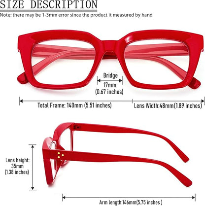 REAVEE 2 Pack Oprah Style Oversized Reading Glasses for Women Men Blue Light Blocking, Ladies Stylish Retro Square Large Computer Readers (Red/Brown Leopard 1.75x)