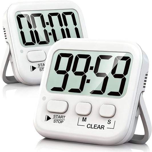 Antonki 2 Pack Digital Timer for Kids, Magnetic Countdown Kitchen Timers for Cooking, Egg, Classroom, Teacher, Exercise, Study, Oven - Battery Included