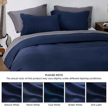 Bedsure Duvet Cover Full Size - Soft Double Brushed Bedding Set for Kids & Adults, Zipper Closure, 3 Pieces, Includes 1 Duvet Cover (80"x90") & 2 Pillow Shams, NO Comforter, Navy Blue
