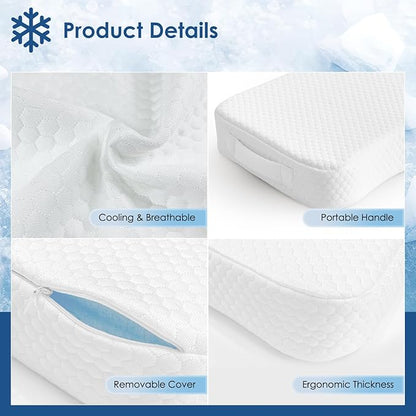 Cooling Leg Pillow for Side Sleepers 100% Cooling Fabric Knee Pillow for Side Sleeping, Leg Elevation Memory Foam Pillow for Hip/Back/Sciatica Pain Relief Helps Spine Alignment -15"x25" (Cooling, M)
