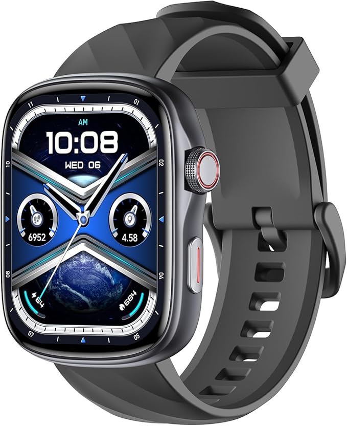 Smart Watch with Big Screen, Ultra HD 1.95" AMOLED Display (410×502 High Resolution) | 3ATM Waterproof | Heart Rate/Sleep Tracker | 130+ Sports/Fitness Modes, Bluetooth Calling, Smart Notifications