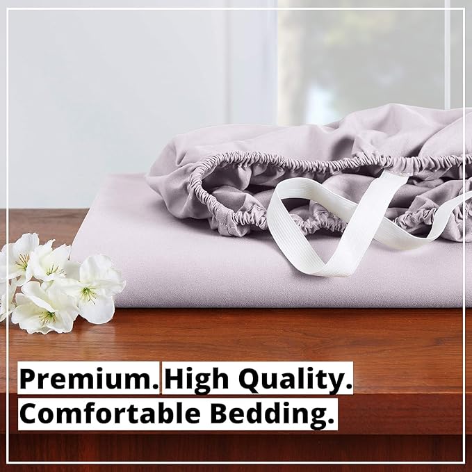 Empyrean California King Fitted Sheet - Deep Pocket, Fits 14-16 Inch Mattress, Ultra Soft Microfiber, Wrinkle-Free & Fade Resistant, Shrinkproof Sheet, Grey Lavender