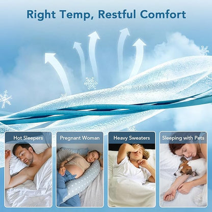 Twin Size Cooling Comforter All Season Blanket Bed for Hot Sleepers Blanket with Lightweight & Soft Sorona Filling 68" x 90" (Twin/Twin XL, White)